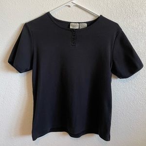 Black tee with three buttons